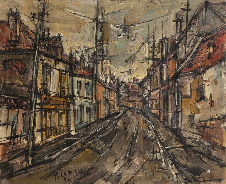 Roger LERSY (1920-2004)
La Ville, 1954
Huile sur toile.
Signée et datée en bas à gauche.
50 x 61 cm
