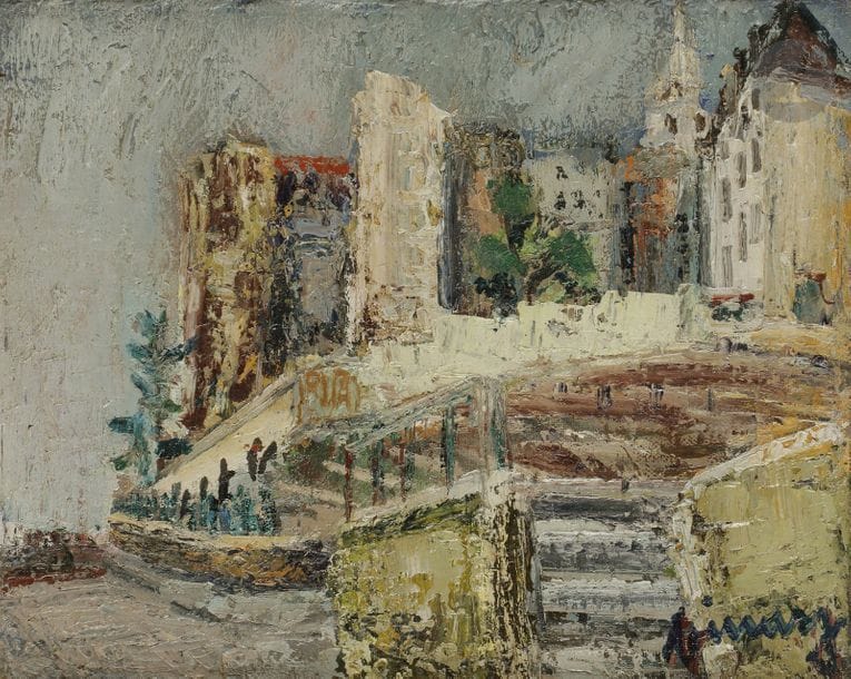 Jean VINAY (1907-1978)
Montmartre, Les Vignes, 1961-62
Huile sur toile.
Signée, datée et titrée au dos.
22 x 27 cm