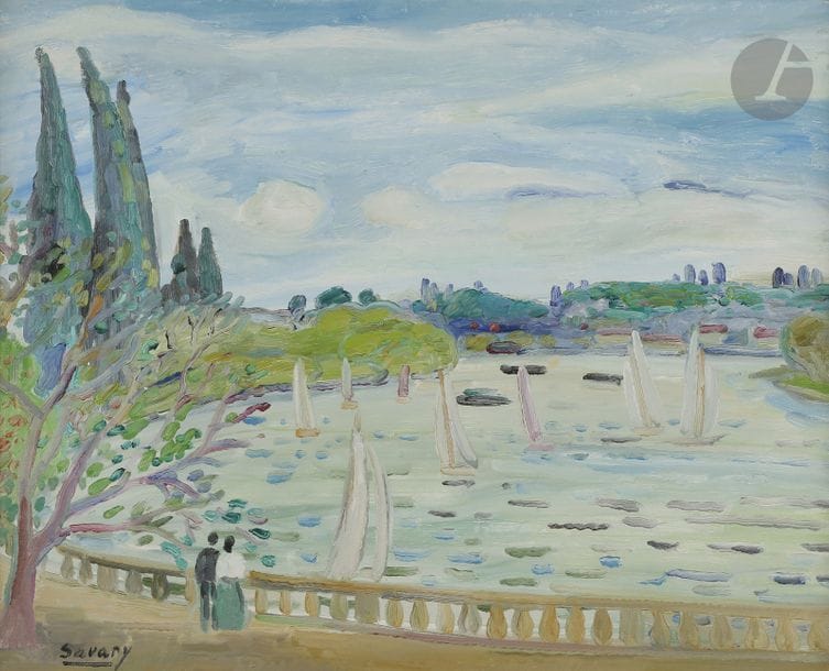 Robert SAVARY (né en 1920)
Voiliers sur la Seine
Huile sur toile.
Signée en bas à gauche.
Titrée au dos.
65 x 81 cm