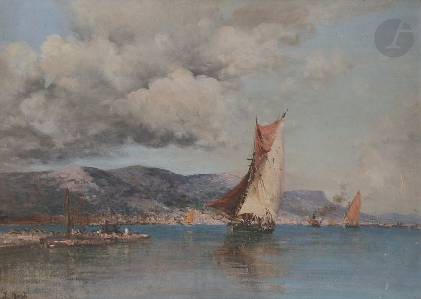 François NARDI (1861-1936)
Tartane en rade de Toulon
Huile sur toile.
Signée en bas à droite.
46 x 65 cm