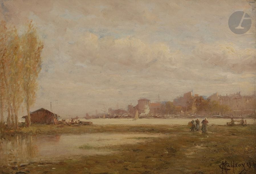 Charles MALFROY (1862-1918)
Port sur la Loire à Chantenay, 1909
Huile sur isorel.
Signée et datée en bas à droite.
38 x 55 cm