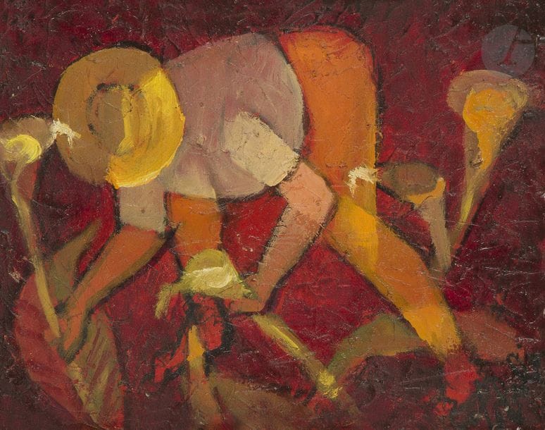 Louis TOFFOLI [franco-italien] (1907-1999)
La Cueillette des arums
Huile sur toile.
Signée en bas à droite.
19 x 24 cm