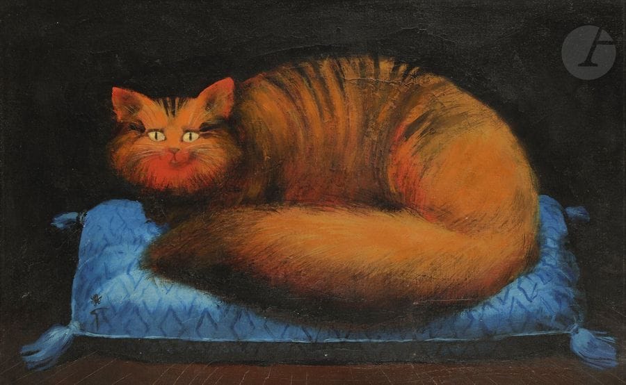 René GRUAU (1909-2004)
Chat au coussin
Huile sur carton toilé.
Signée en bas à gauche.
36.5 x 58 cm