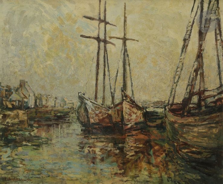 Charles TCHERNIAWSKY (1900-1976)
Port breton
Huile sur toile.
Signée en bas à gauche.
60 x 73 cm