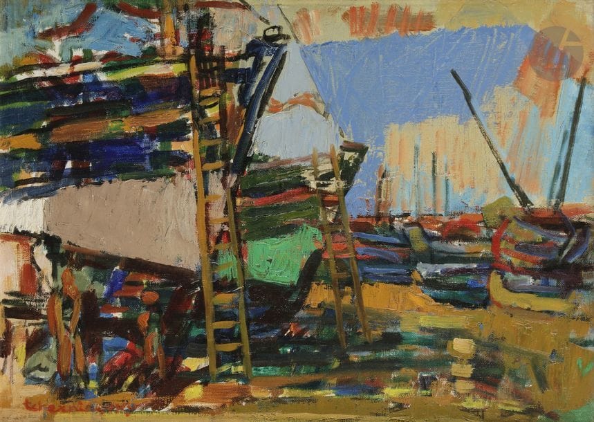 Charles TCHERNIAWSKY (1900-1976)
Bateaux dans un port animé
Huile sur toile.
Signée en bas à gauche.
33 x 46 cm