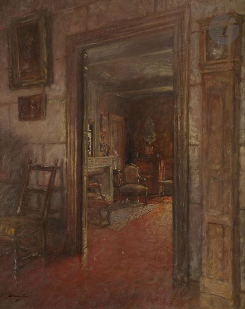 Paul François Marie URTIN (1874-1962)
Intérieur bourgeois
Huile sur toile.
Signée en bas à gauche.
55 x 46 cm