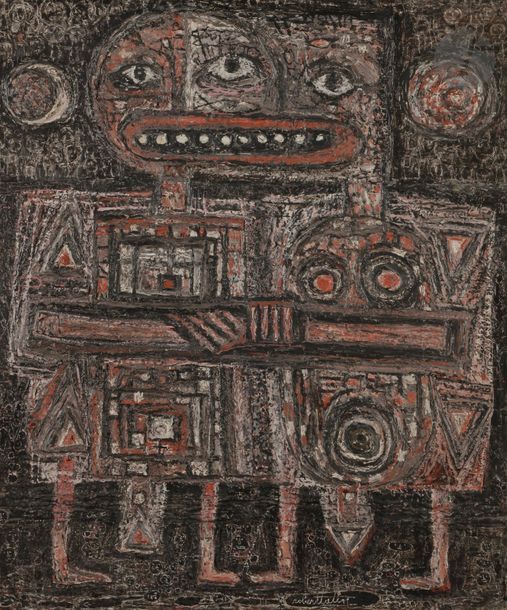 Robert TATIN (1902-1983)
Le 11 mai, 1962
Huile sur toile.
Signée en bas à droite.
Datée et annotée «mariage de Lison et de Robert Tatin «au dos.
61 x 50 cm

Provenance : 
Galerie de L’Université, Paris.

Une attestation de Madame Lise Tatin en date du 15 mars 2019 sera remise à l’acquéreur.
Nous remercions Madame Lise Tatin pour les informations qu’elle nous a transmises.

Cette œuvre est référencée sur le registre de Robert Tatin sous le n°283.