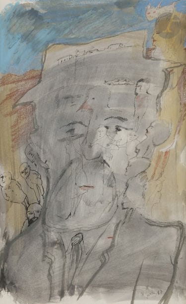 Zwy MILSHTEIN (né en 1934)
Homme au chapeau, 1987
Encre et aquarelle.
Signée et datée en bas à droite.
48 x 30 cm