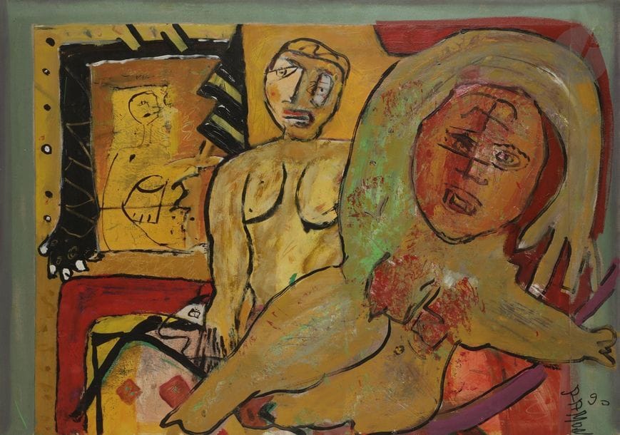RAMON (né en 1937)
Le Voyage, 1989-90
Acrylique sur toile.
Signée en bas à droite.
Datée et titrée au dos.
81 x 116 cm