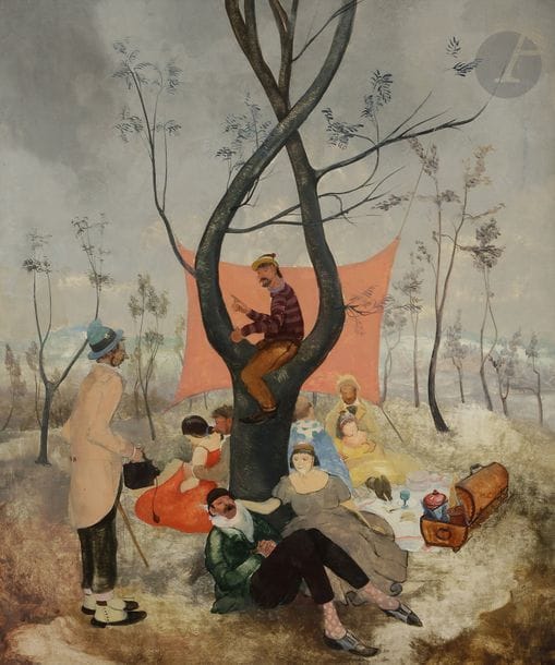 Kleophas BOGAILEI (1901-1989)
Le Pique-nique
Huile sur panneau.
Signée en bas à droite.
Signée au dos.
47 x 39 cm