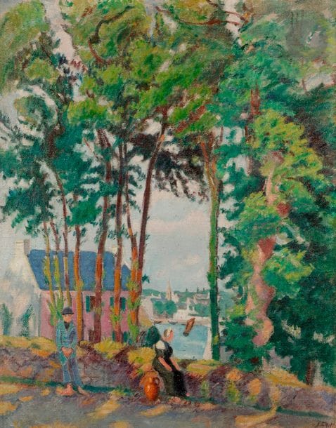 Jean PUY (1876-1960)
Paysage animé à Bénodet, 1912
Huile sur toile.
Signée en bas à droite.
Signée, datée et située au dos.
92 x 73 cm

Provenance : 
- Probablement ancienne collection Ambroise Vollard. 
- Collection Madame T. Nice.

Bibliographie : 
- Suzanne Limouzi, Louis Fressonnet-Puy, Jean Puy, Roanne, Les Amis de Jean Puy, 2000, reproduit p. 231.
- Catalogue Raisonné de l’œuvre peint de Jean Puy (1876-1960), sous la direction de Suzanne Limouzi et Louis Fressonnet-Puy, Roanne, Les Amis de Jean Puy, 2001, reproduit p. 152 , n°20512.