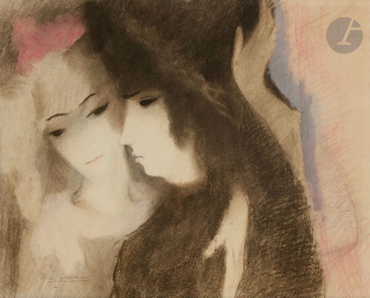 Marie LAURENCIN (1885-1956)
Les Deux amies, vers 1910
Pastel et fusain.
Signé en bas à gauche.
40 x 50 cm
 