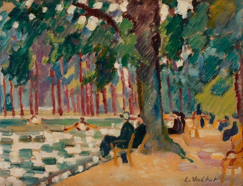 Louis VALTAT (1869-1952)
Rameurs au bois de Boulogne, vers 1933
Huile sur toile.
Signée en bas à droite.
27 x 35 cm

Provenance : 
Collection Madame T., Nice.

Bibliographie : 
Œuvre en rapport : Barques au bois de Boulogne, 1933, reproduit in Jean Valtat, Louis Valtat, Catalogue de l’œuvre, Tome I, Neuchâtel, Ides et Calendes, 1977, p. 255, n°2286.