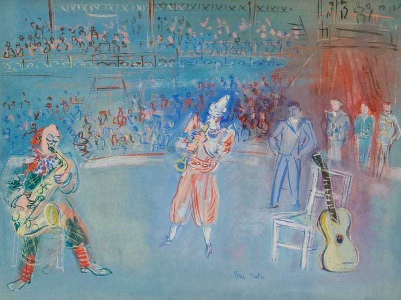 Jean DUFY (1888-1964)
Au Cirque
Gouache.
Signée en bas à droite.
43.5 x 58.5 cm


Un certificat de Monsieur Jacques Bailly sera remis à l’acquéreur.