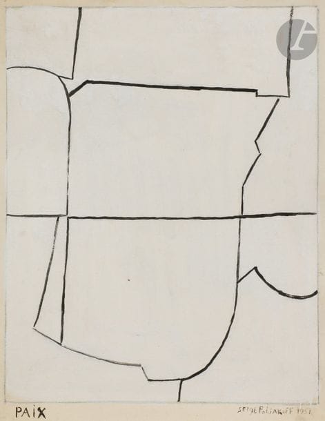 Serge POLIAKOFF [russe] (1900-1969)
Paix, 1951
Gouache et encre.
Signée en bas à droite.
Titrée en bas à gauche.
32.5 x 25.5 cm

Cette œuvre sera répertoriée dans le volume VI du Catalogue Raisonné de Serge Poliakoff actuellement en préparation par Monsieur Alexis Poliakoff.
Nous remercions Monsieur Alexis Poliakoff pour les informations qu’il nous a transmises.
 