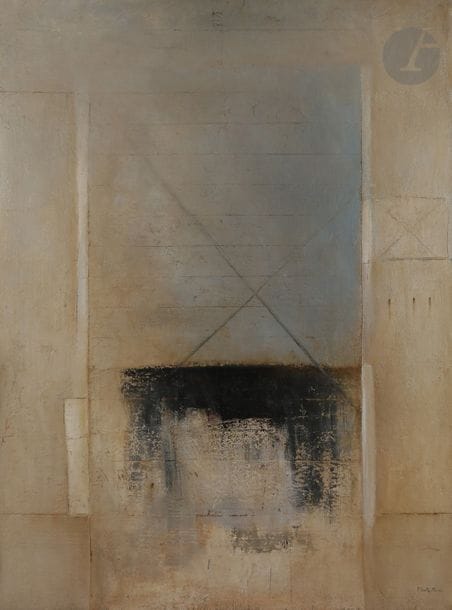 François Edouard CANTE dit CANTE PACOS (né en 1946)
Composition, vers 1988-90
Technique mixte sur panneau.
Signée en bas à droite.
200 x 150 cm

Provenance : 
- Galerie Carlhian, Paris.
- Collection de Madame G-L, Paris.