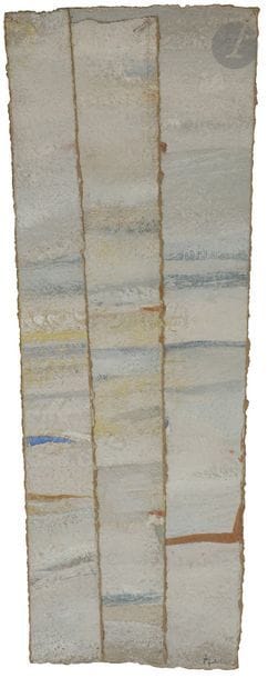 Arpad SZENES [hongrois] (1897-1985)
Paysage fractionné, 1969-70
Tempera sur papier.
Signée en bas à droite.
32 x 12.5 cm

Provenance : 
Galerie Jacob, Paris (étiquette au dos).

Chiara Calzetta Jaeger, Arpad Szenes – Catalogue Raisonné des Dessins et Peintures, Volume II, Milan, éditions Skira, 2005, série des paysages n°AS70-031, reproduit p. 612.