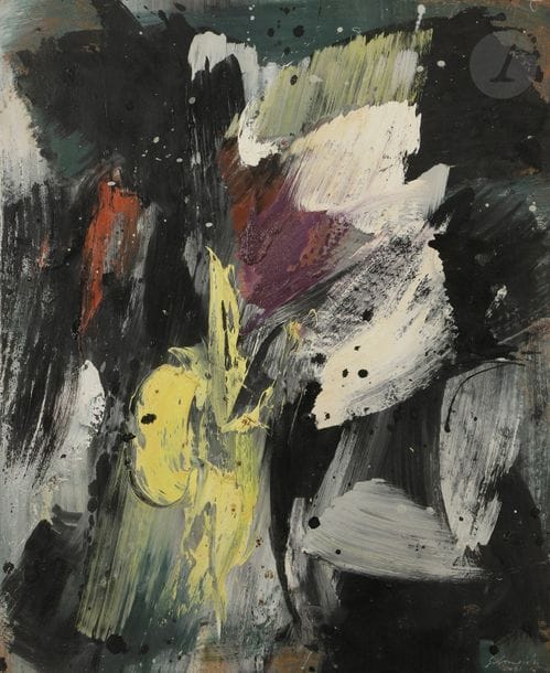 * Gérard SCHNEIDER (1896-1986)
Opus 13F, 1961
Huile sur toile.
Signée et datée en bas à droite.
Titrée et annotée « 2116 » au dos.
73 x 60 cm

Provenance : 
- Galerie Ariel, Paris, n°5938 (étiquette au dos).
- Collection Pétula Clark. Acquis auprès de cette dernière.

Cette œuvre figurera sous le numéro GS-T-61-028 au Catalogue raisonné de l’œuvre peint de Gérard Schneider en cours de rédaction sous la direction de Madame Laurence Schneider et Monsieur Christian Demare, et édité par la Galerie Diane de Polignac.