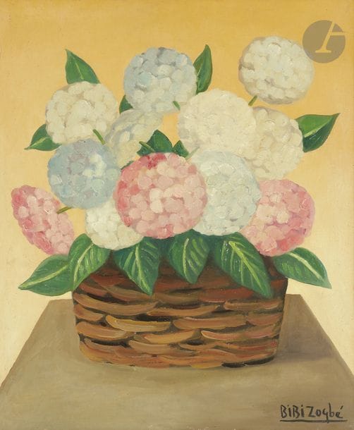 Bibi ZOGBE [libanaise] (1890-1973)
Hortensias
Huile sur carton.
Signée en bas à droite.
58.5 x 47.5 cm