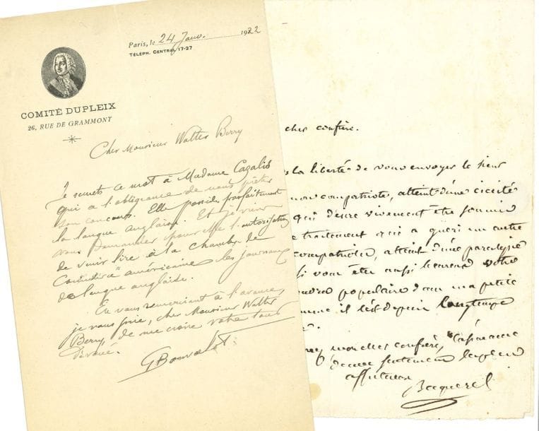 SCIENCES. 24 lettres ou pièces, la plupart L.A.S., XVIIe-XIXe siècle
Antoine Becquerel (3, une à François Magendie), Gabriel Bonvalot (7, dont 3 à Henri Cazalis), Eugène Burnouf (2, pour la Société Asiatique), Georges Cuvier, Jean-Baptiste Delambre (secrétaire perpétuel de l’Académie des sciences), Émile Hourst, Auguste Laurent (3, de teneur saint-simonienne et maçonnique, à Pierre-Euryale Cazeaux), Guillaume Le Gentil de La Galaisière (quittance pour le tome II de son Voyage dans les mers de l’Inde, 1781), Paul Lucas (avant d’embarquer pour le Levant, 1699), Jacques-Antoine de Maurey (longue l. d’observations sur le tissage, 1812, à Molard), Eugène Duflot de Mofras, Claude Pouillet (sur la politique, à François Carisey).