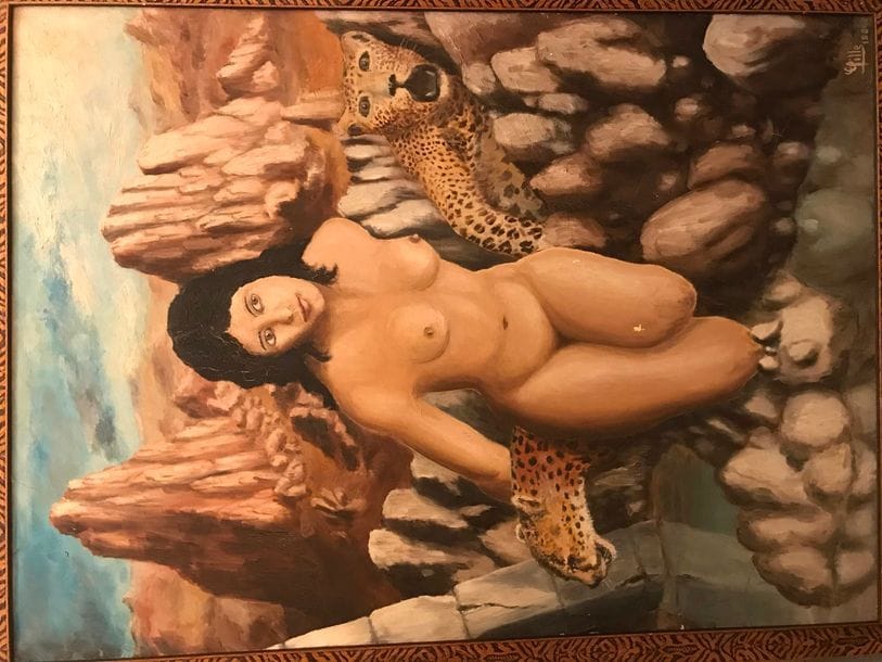 GILLE (XXe siècle) Antinéa, reine de l Atlantide, 1968 Huile sur toile. Signée et datée en bas à droite. Titrée au dos. (Accidents). 100 x 73 cm
