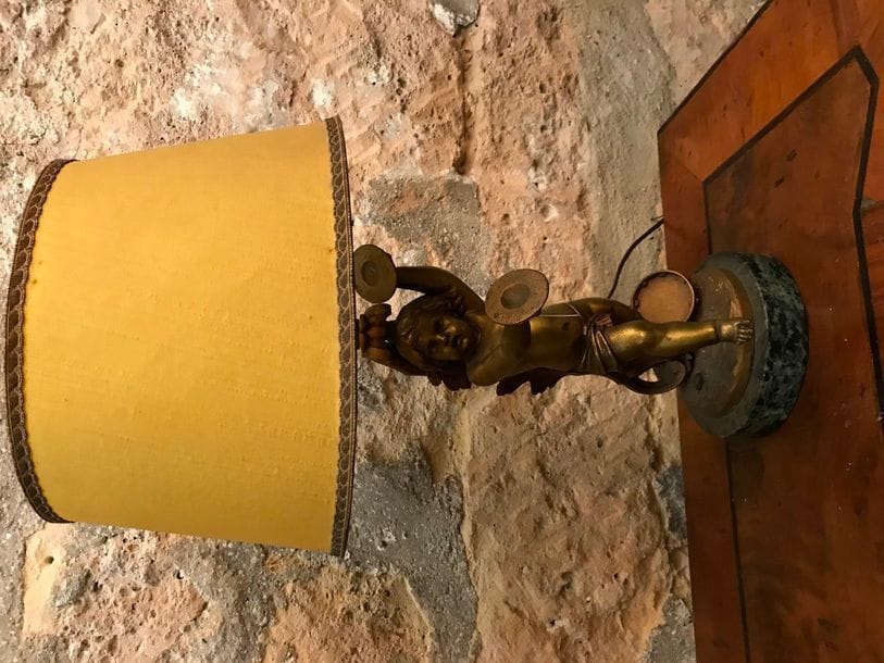Putto aux cymbales en régule Monté en lame Haut: 24 cm