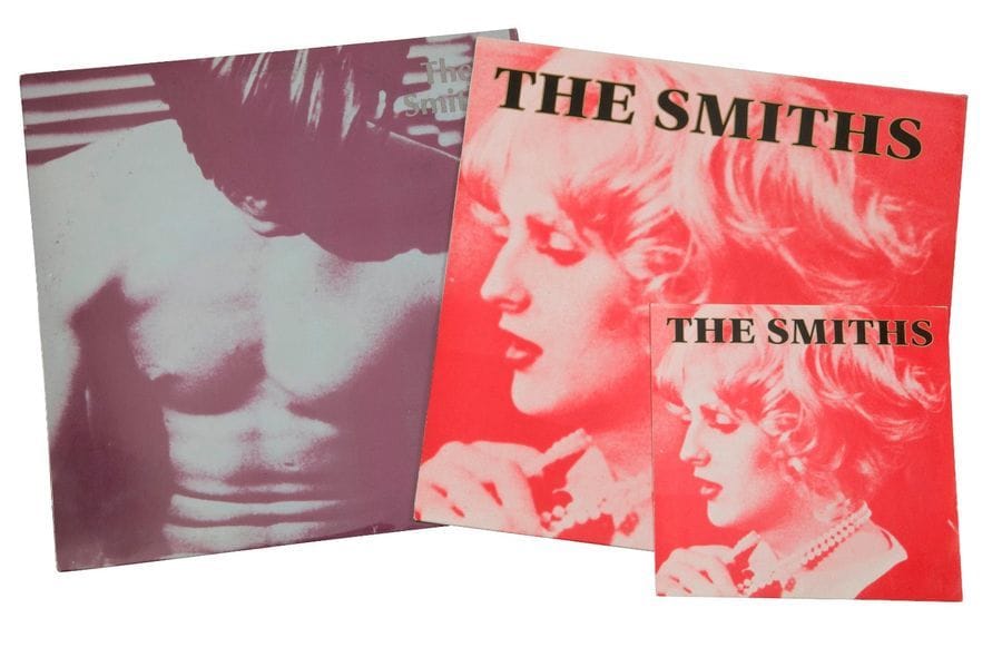 [ANDY WARHOL] Lot de 33 T, un maxi 45 T et un 45 T (1984) du groupe The Smiths. Pochettes et disques VG+ / C