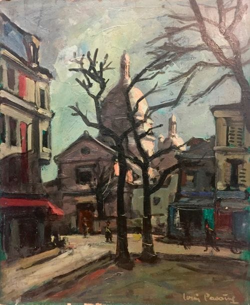 Louis PAVOING (?) (XXe siècle)
Rue animée à Montmartre
Huile sur carton.
Signée en bas à droite.
46 x 38.5 cm