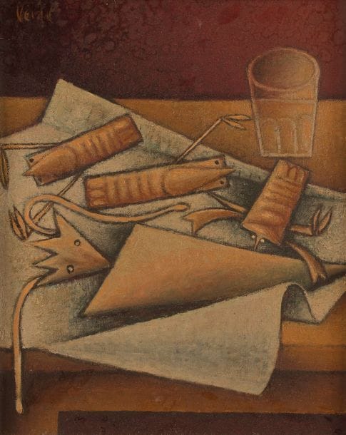 VERDAL (XXe siècle)
Natures mortes, 1965-66
4 huiles sur toile.
Signées.
Datées au dos.
(Petits manques à l'une).
33 x 41 cm chacune