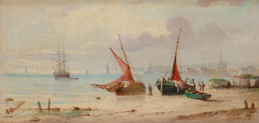 A. BUDIN (XIXe siècle)
Marine
2 huiles sur toiles en pendant.
Signées en bas à gauche.
18 x 36 cm chacune