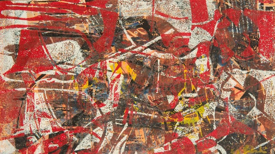 Ettore FALCHI [italien] (1913-1997)
Trilogie, 1957
Huile sur panneau.
Signée en bas à droite.
Signée, datée et titrée au dos.
9.5 x 17 cm
- Provenance : 
Collection de Madame R., Eure et Loire.