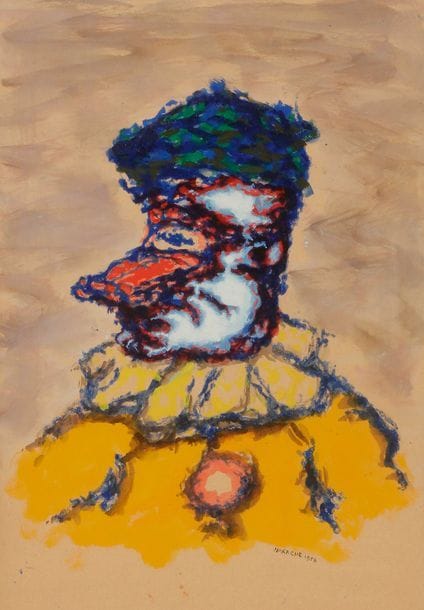 Armand Henri NAKACHE (1894-1976)
Clown masqué, 1956
Gouache.
Signée et datée en bas à droite.
36 x 24 cm