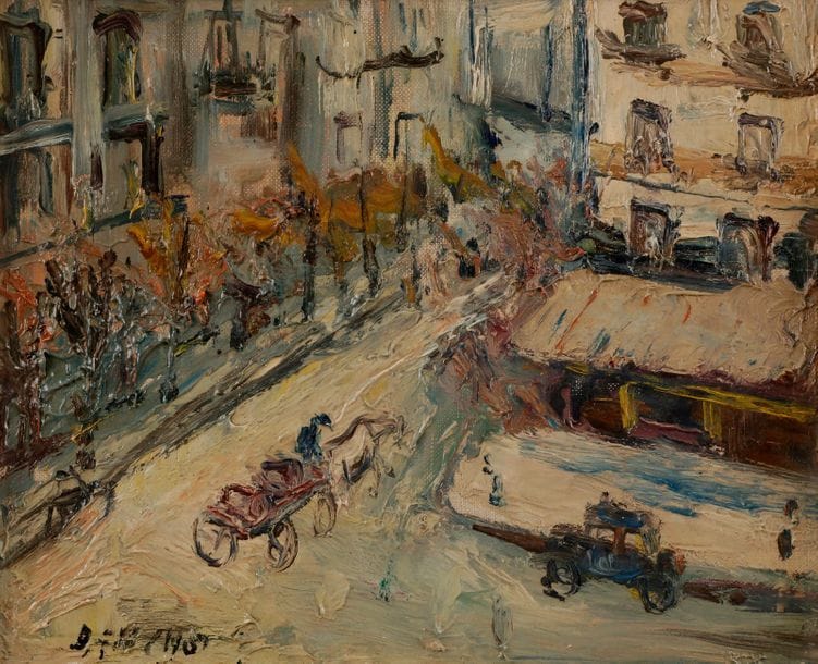 Gabriel DAUCHOT (1927-2005)
Rue de Paris
Huile sur toile.
Signée en bas à gauche.
22 x 27 cm
- Provenance : 
Galerie Cardo, Paris (étiquette au dos).