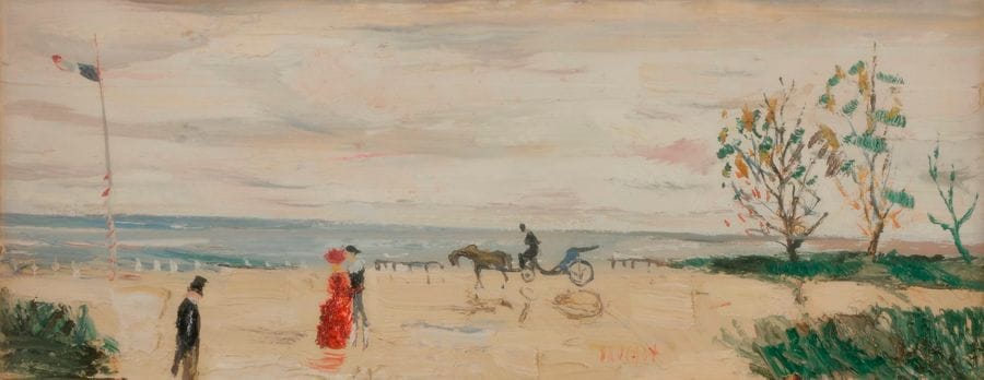 Gabriel DAUCHOT (1927-2005)
Normandie, bord de mer animé
Huile sur toile.
Signée en bas vers la droite.
19 x 46 cm