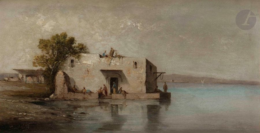 Ferdinand BONHEUR (1817-1887)
Orientaux près d’un lac
Huile sur panneau.
Signée en bas à gauche.
21,5 x 40 cm