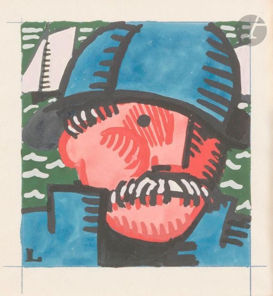 Jean-Emile LABOUREUR (1877-1943)
Vieux pêcheur. 1923. Gouache préparatoire au bois gravé (Laboureur 741), sur vélin mince [165 x 247]. Monogramme dans le sujet en bas à gauche. Annotations au crayon de la main de l’artiste sous le sujet en vue de la répartition des couleurs. 