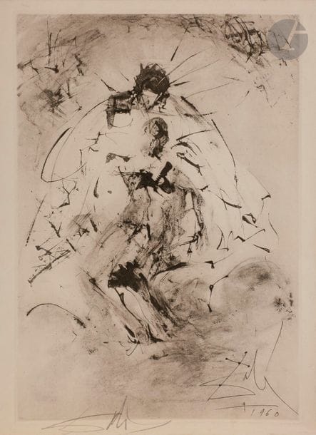 Salvador DALI (1904-1989)
Piéta. 1960. Héliogravure. 245 x 355. Michler et Löpsinger 81. Belle épreuve sur vélin, d’un tirage effectué pour l’ouvrage Les Rois mages de Rimbaud, revêtue d’une signature au crayon (non garantie). Toutes marges. 