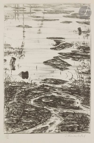 Jürg KREIENBÜHL (1932-2007)
Pétrolnymphéas. 1981. Lithographie. 420 x 620. Plumart L 93. Impression en noir bistré. Parfaite épreuve sur vélin ivoire, numérotée et signée au crayon. Toutes marges. Tirage à 35 épreuves. 

Provenance : Succession de l’artiste.
