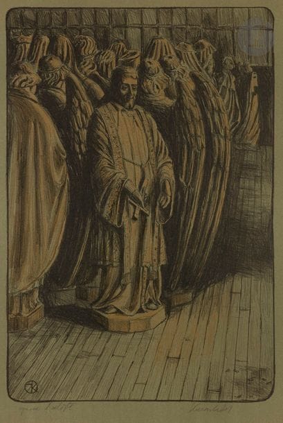 Jürg KREIENBÜHL (1932-2007)
L’Armée du Salut. 1989. Lithographie. 475 x 690. Plumart L 132. Impression en couleurs (noir, ocre, vert bronze). Parfaite épreuve sur vélin, annotée au crayon « épreuve d’artiste » et signée. Toutes marges. Tirage définitif à 75 épreuves. 

Provenance : Succession de l’artiste.