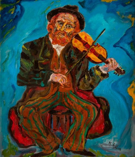 Karol ADLER (né en 1936) 
Le Violoniste 
Huile sur toile. 
Signée en bas à droite. 
61 x 50 cm

Mots clés : 
 judaïca, juif, juive, hébreux, rabbins, jewish, torah, hebrew, hebraica, judaisme, synagogue, sionisme, pessah, pessach, haggada, haggadah, hagada, hagadah, passover, menora, menorah, hannuka, hannuca, hannoucca, hanouccah, torah, juden, israélite, Israël, antisemitism, antisémitisme, dreyfus, meguila, sepharade, sefarad, ketouba