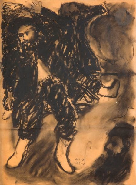 David AZUZ (1942-2014) 
Rabbin 
Fusain. 
Signé en bas en pied. 
50 x 60 cm 
Pli horizontal.

Mots clés : 
 judaïca, juif, juive, hébreux, rabbins, jewish, torah, hebrew, hebraica, judaisme, synagogue, sionisme, pessah, pessach, haggada, haggadah, hagada, hagadah, passover, menora, menorah, hannuka, hannuca, hannoucca, hanouccah, torah, juden, israélite, Israël, antisemitism, antisémitisme, dreyfus, meguila, sepharade, sefarad, ketouba