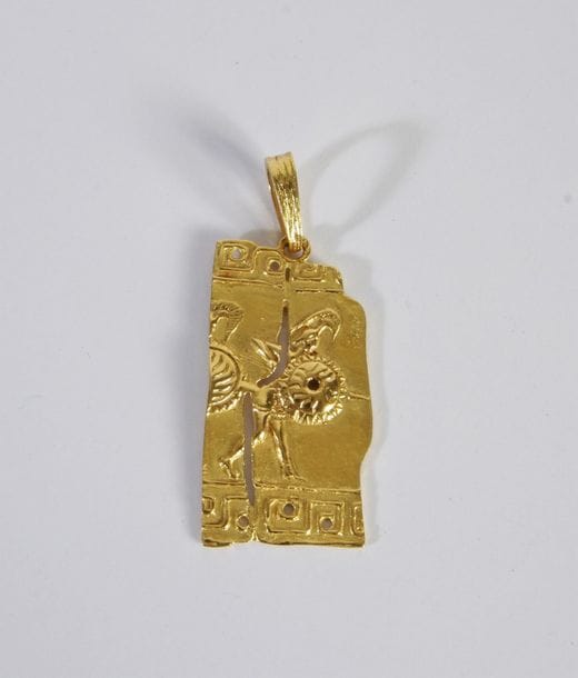 Pendentif en or 18K (750), orné d'un guerrier grec. Poids: 12,3 g