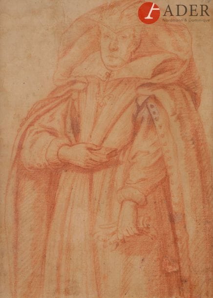 École FLORENTINE du XVIIe siècle
Portrait de femme
Sanguine.
(Accident et restaurations)
22 x 15 cm