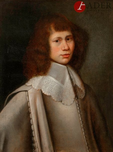 École FRANÇAISE, 1644
Portrait d’homme en buste
Toile 
66 x 51 cm
Inscription en haut à gauche : Aer… / 1644
Restaurations anciennes 
