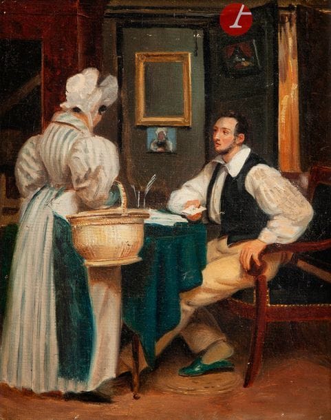 École FRANÇAISE vers 1840
La lettre 
Toile
22 x 27 cm
Petite restauration et petits manques