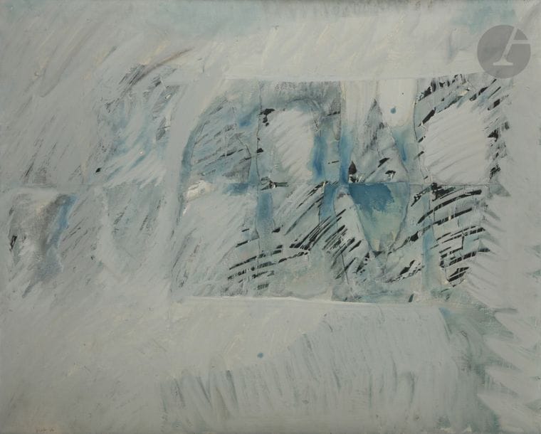 Kim HAMISKY [franco-vietnamien] 
(né en 1943)
Composition, 1964
Huile sur toile.
Signée et datée en bas à gauche.
81 x 100 cm
