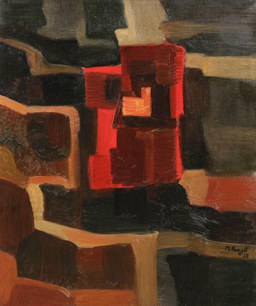 Marcel POUGET (1923-1985)
Signe tête, 1953
Huile sur toile.
Signée et datée vers la bas à droite.
Signée, datée et titrée au dos.
65 x 54 cm