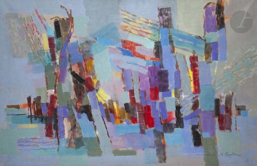 Jean CHEVOLLEAU (1924-1996)
Côte sauvage, le soir, 1961
Huile sur toile.
Signée et datée en bas à droite.
Signée, datée et titrée et numérotée au dos.
65 x 100 cm

Provenance : 
Galerie Camille Renault, Puteaux (sa marque au dos).