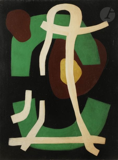 Yves FAUCHEUR (1924-1985)
Composition n°110, 1949
Huile sur toile.
Signée, datée et titrée au dos.
54 x 73 cm