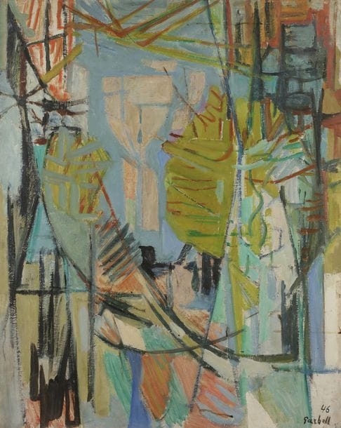 Alexandre Sasha GARBELL [russe] 
(1903-1970)
Du jardin, 1946
Huile sur toile.
Signée et datée en bas à droite.
Signée, datée et titrée au dos sur le châssis.
Porte le timbre de l’atelier.
92 x 73 cm
